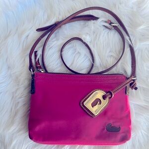 Dooney & Bourke Fuchsia Crossbody Bag with Brown Accents